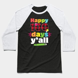 Happy 100 days yall cute red plaid 100th day of school gift for Teachers and Students Baseball T-Shirt